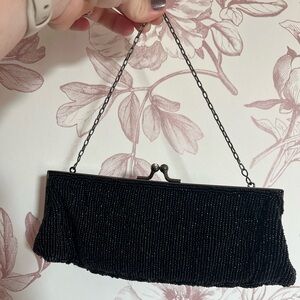 Vintage Jessica McClintock Black Beaded Clutch